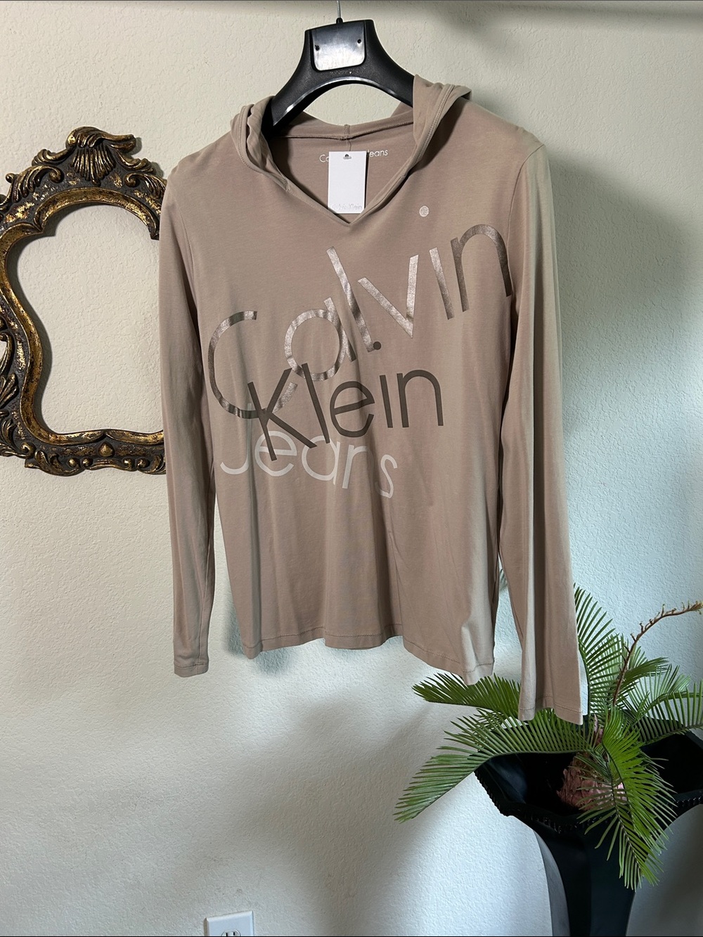 Calvin Klein Beige V-Neck Tee